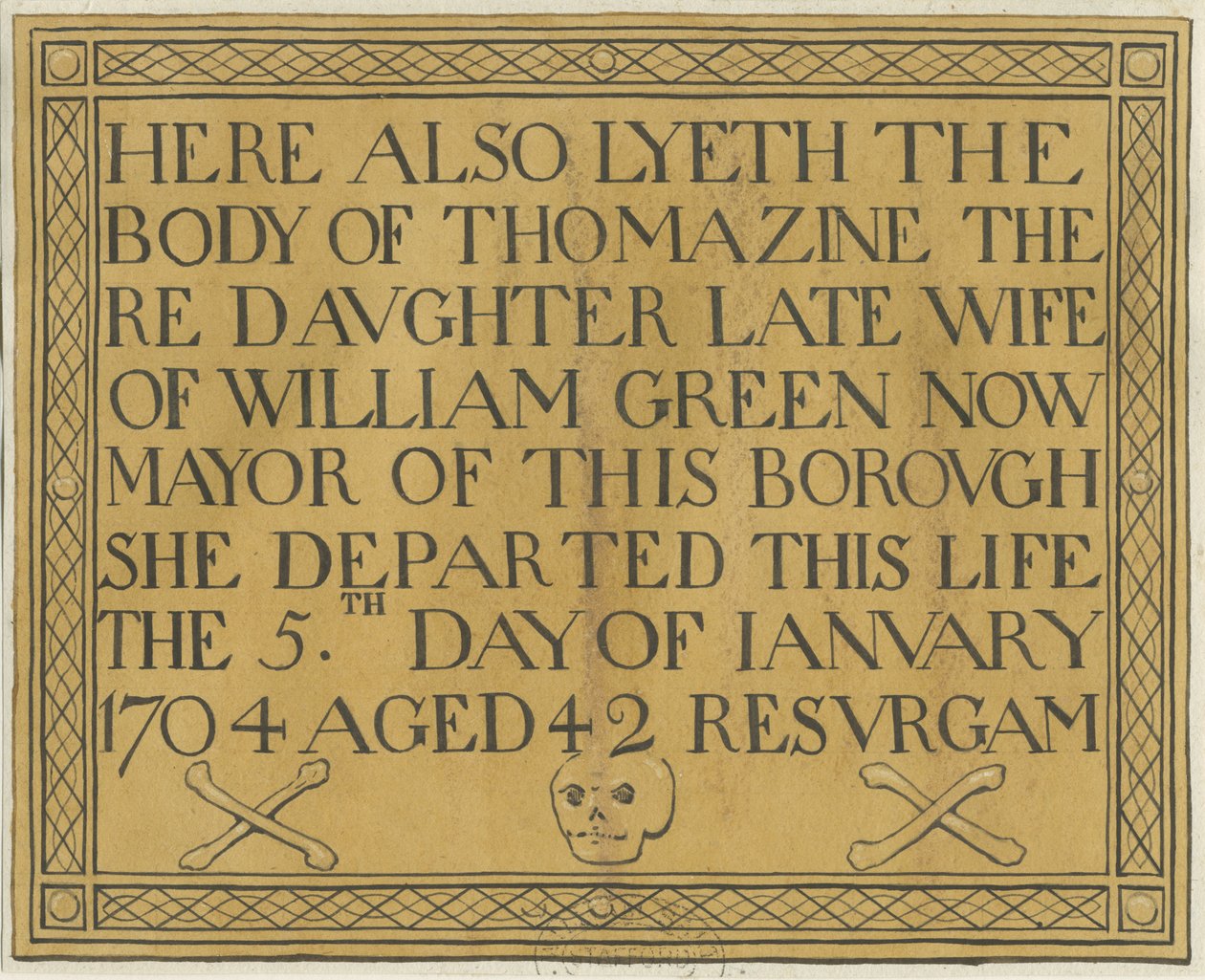 Stafford - Lápida de bronce en la Iglesia de St. Mary de School English