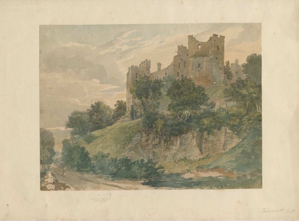 Castillo de Tamworth: dibujo en acuarela, nd [?siglo XIX] de School English