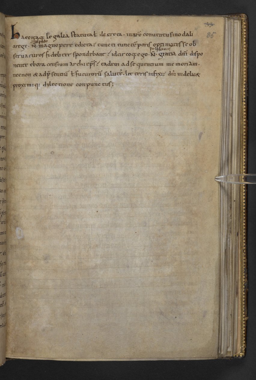 Thureth; código legal anglosajón VI Æthelred, en latín e inglés antiguo, Cotton MS Claudius A III f.35r de School English