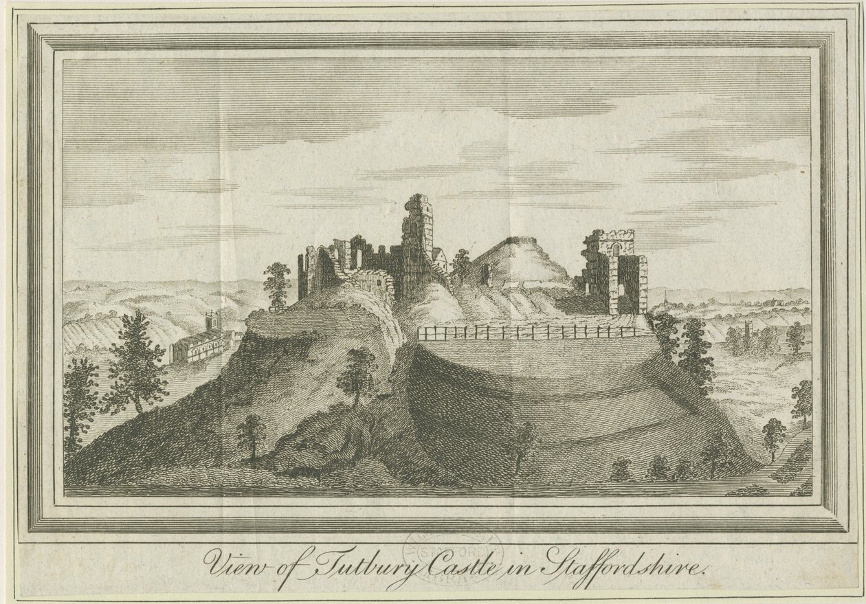 Castillo de Tutbury - Vista Este: grabado, nd [1731] de School English