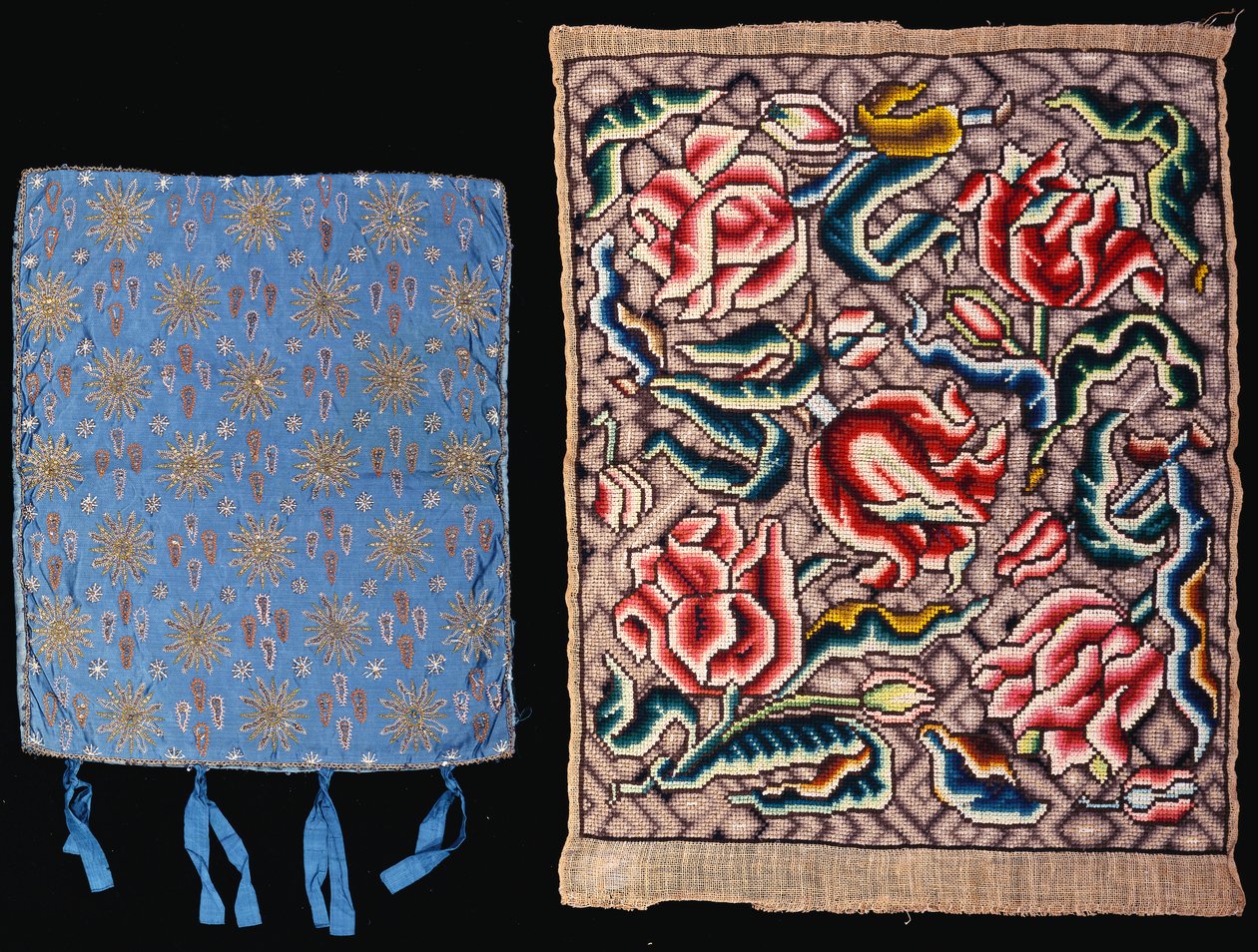 Dos fundas de cojín bordadas, inglesas de School English