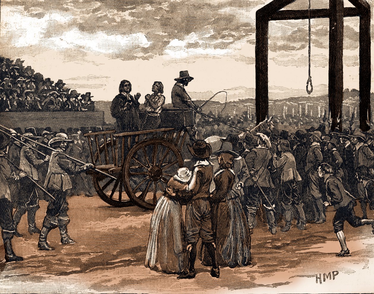 Tyburn durante el reinado de Carlos I (impresión) de School English