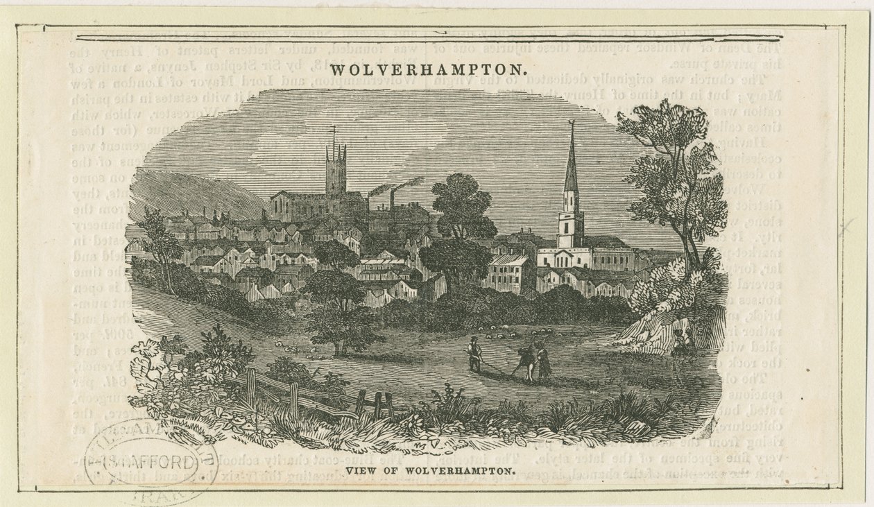 Wolverhampton - Vista Distante [desde el Camino Penn]: grabado en madera, nd [siglo XIX] de School English
