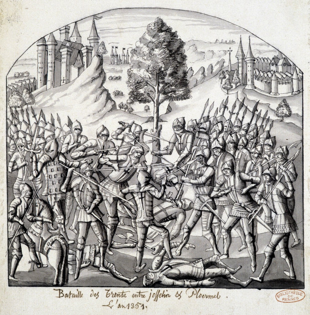 Batalla de Trento entre Josselin y Ploermal, en el año 1351 de School French