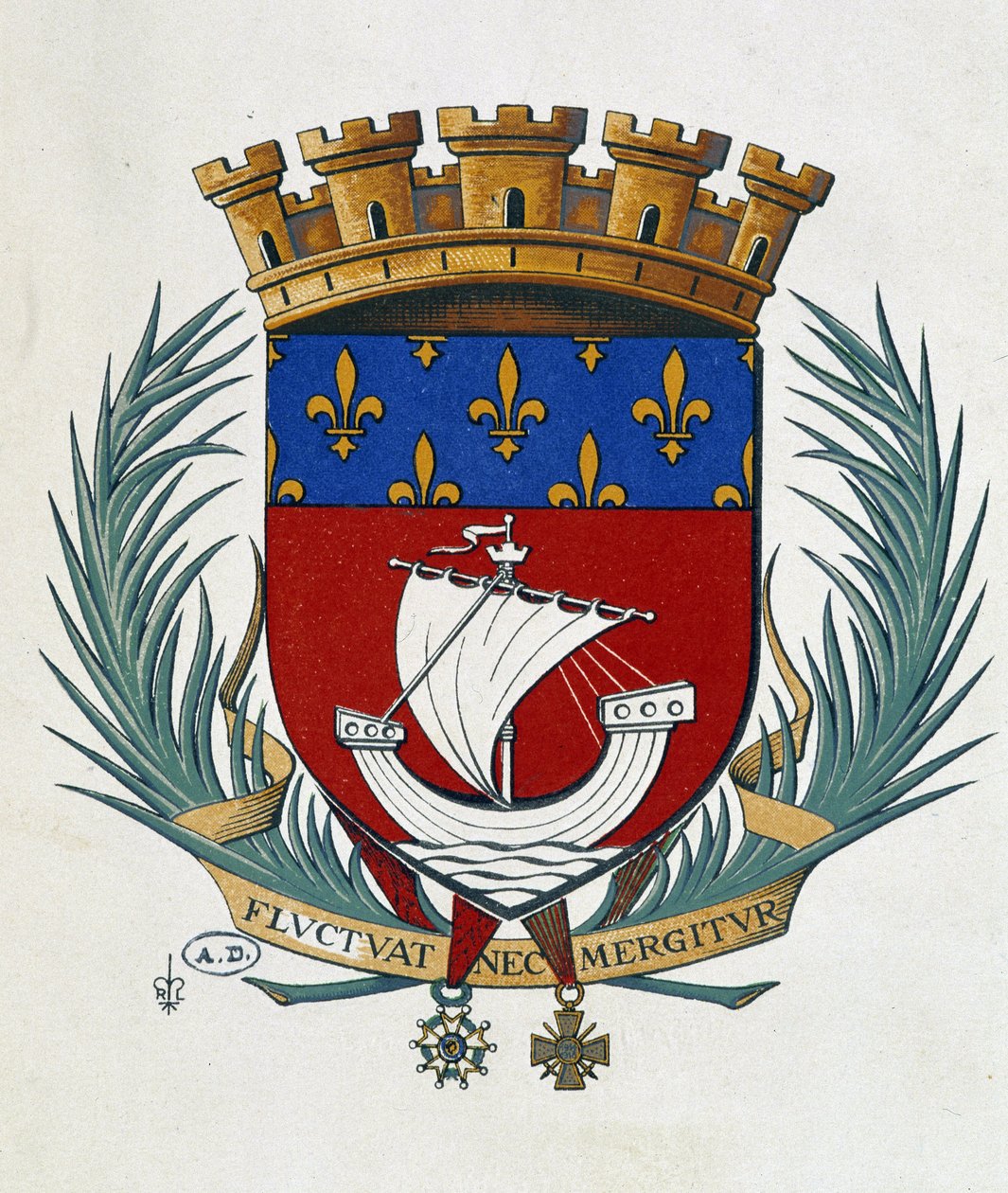 Blasón de París “Fluctuat Nec Mergitur” de School French