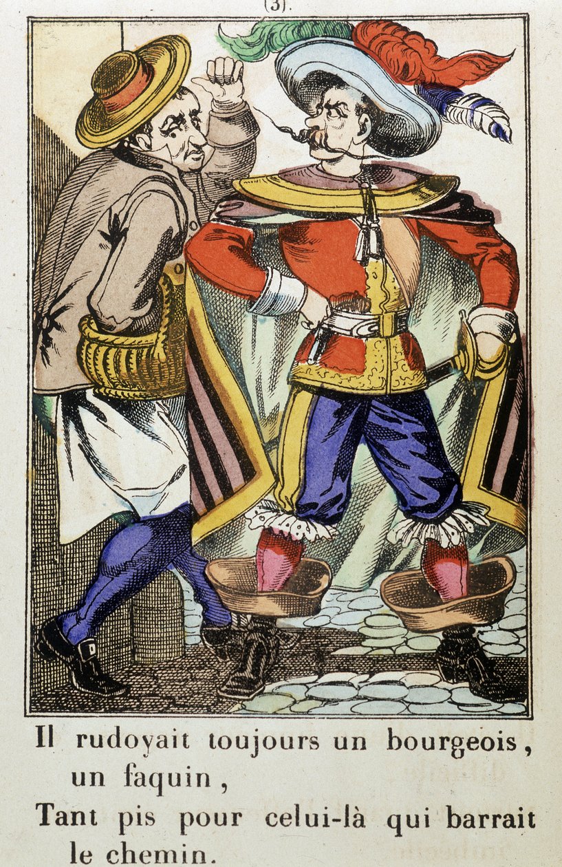 Capitán Fracasse: "Siempre rudo con un burgués..." novela de Théophile Gautier (1811-1872) - Imagen de Epinal de School French