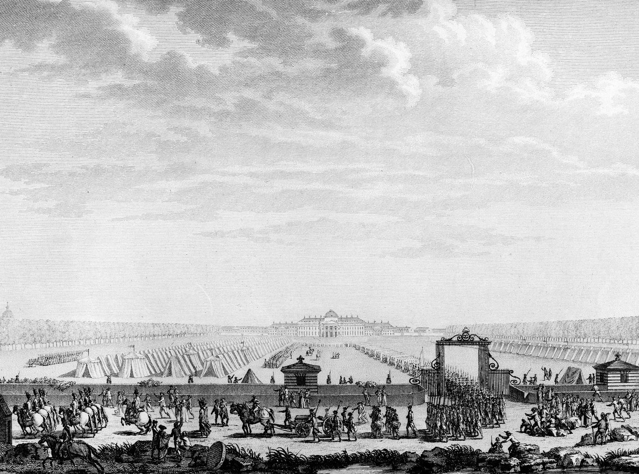 Revolución Francesa: las tropas militares del Campo de Marte partiendo hacia la Place Louis XV el 12 de julio de 1789 París, Biblioteca del Instituto de Historia de la Revolución de School French