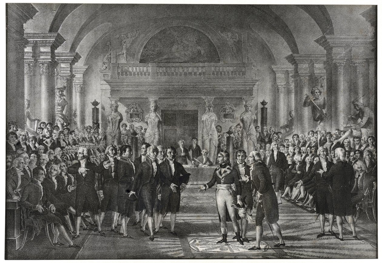 El general Bonaparte elegido el 25 de diciembre de 1797 en la sección de artes mecánicas de la sección de ciencias para reemplazar a Lazare Carnot en la academia de Ciencias en París de School French