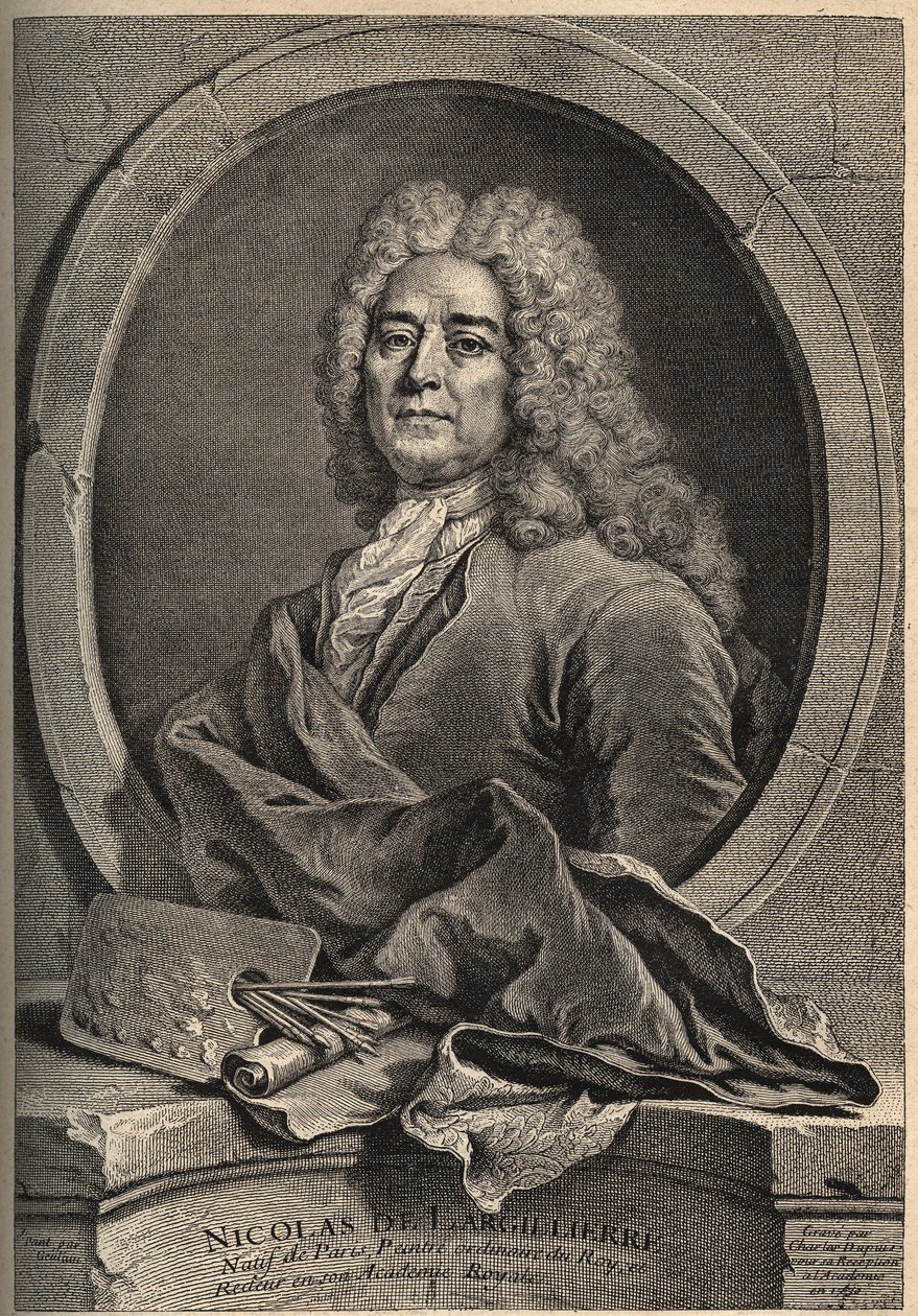 Retrato de Nicolas de Largillierre (Largillier) (1656-1746) pintor francés grabado por Dupuis después de la pintura de Gueuslain de School French