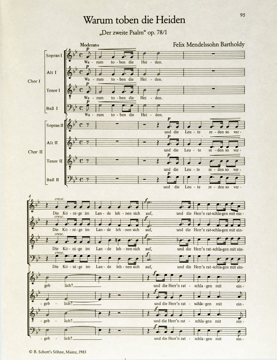 "Warum toben die Heiden" segundo salmo, op.38, por Felix Mendelssohn (litografía) de School German