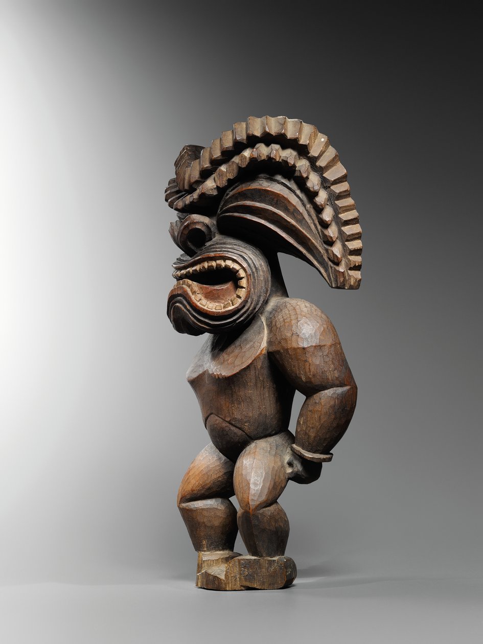 Figura hawaiana, estilo kona, que representa al dios de la guerra, ku ka ’ili moku, c.1780-1820 de School Hawaiian