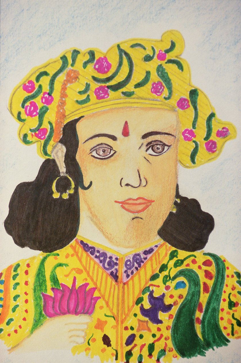 Emperador Ashoka (acuarela) de School Indian