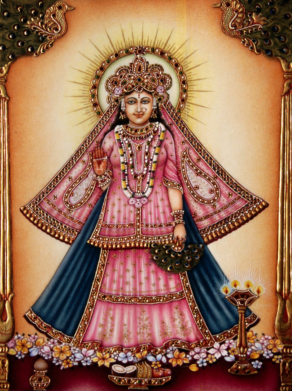 Diosa Radha Pintura en miniatura sobre marfil de School Indian