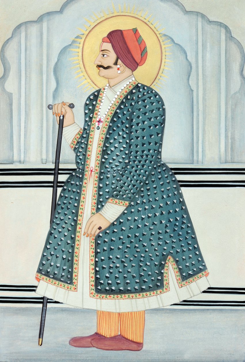 Pintura en miniatura del Maharajá Sawai Jai Singh Dos, Jaipur de School Indian