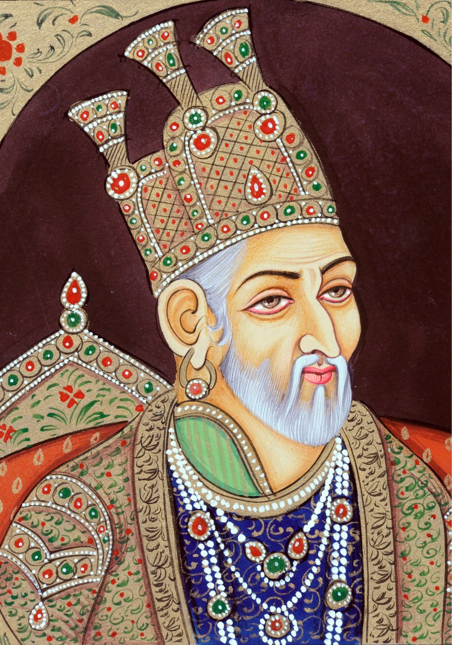 Pintura en miniatura del emperador mogol Bahadur Shah Zafar de School Indian