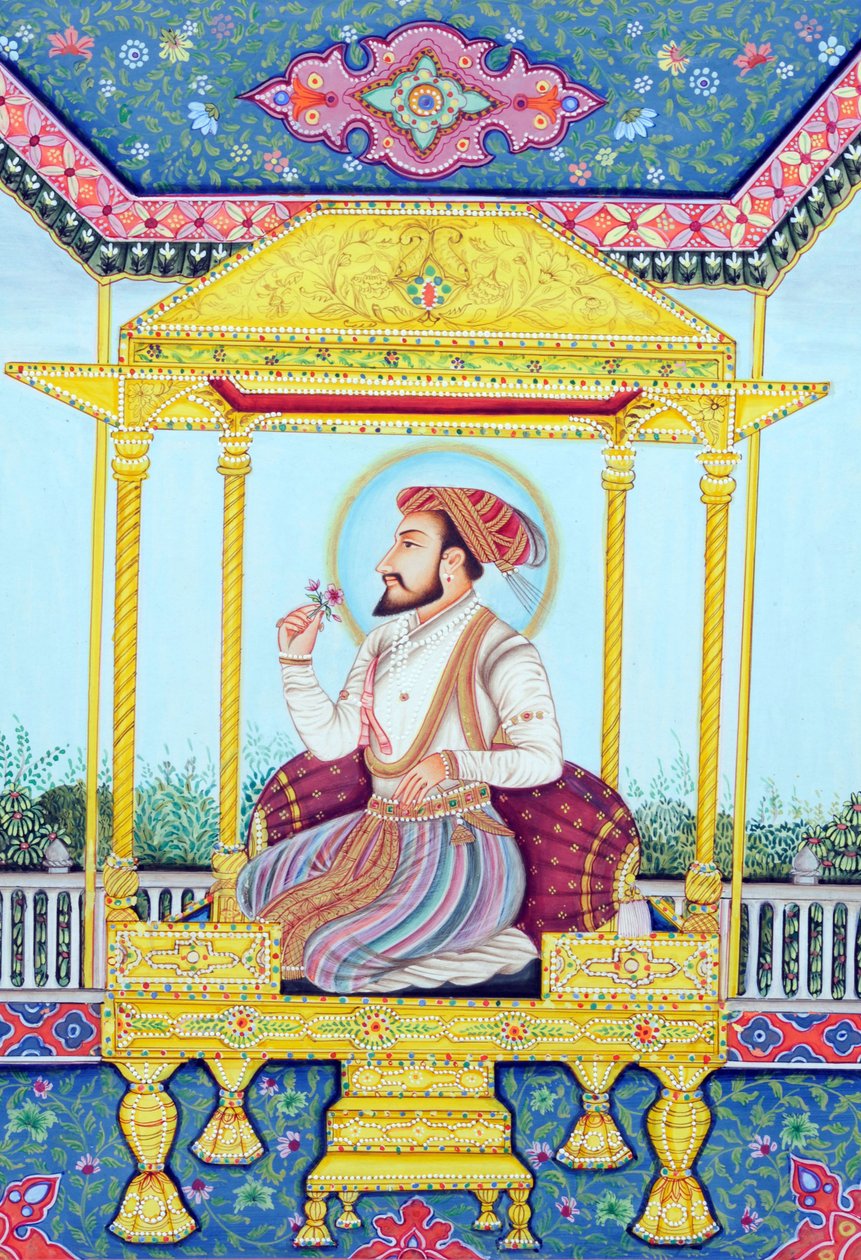 Pintura en miniatura del emperador mogol Shah Jahan de School Indian