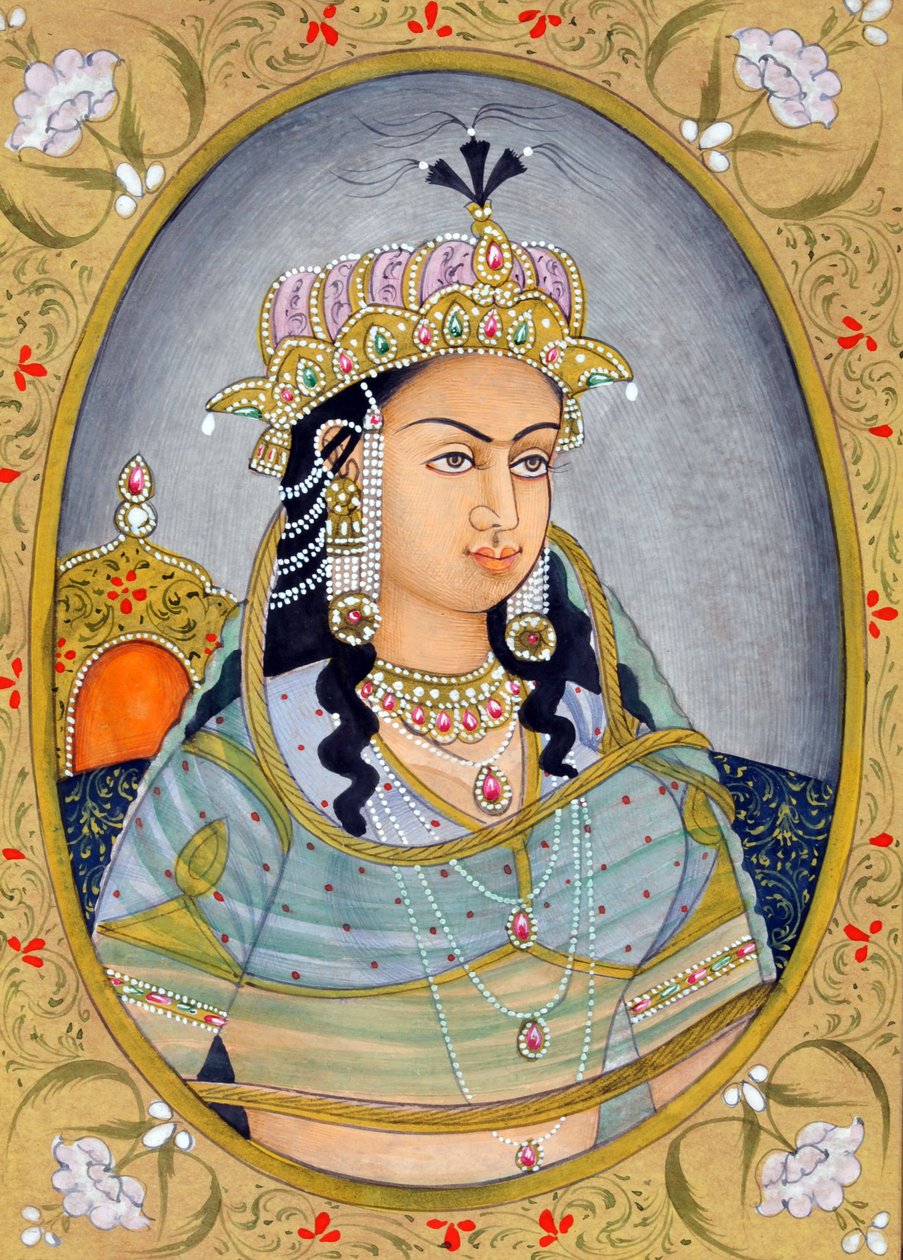 Pintura en miniatura de la reina mogol Mehrunissa India Asia de School Indian