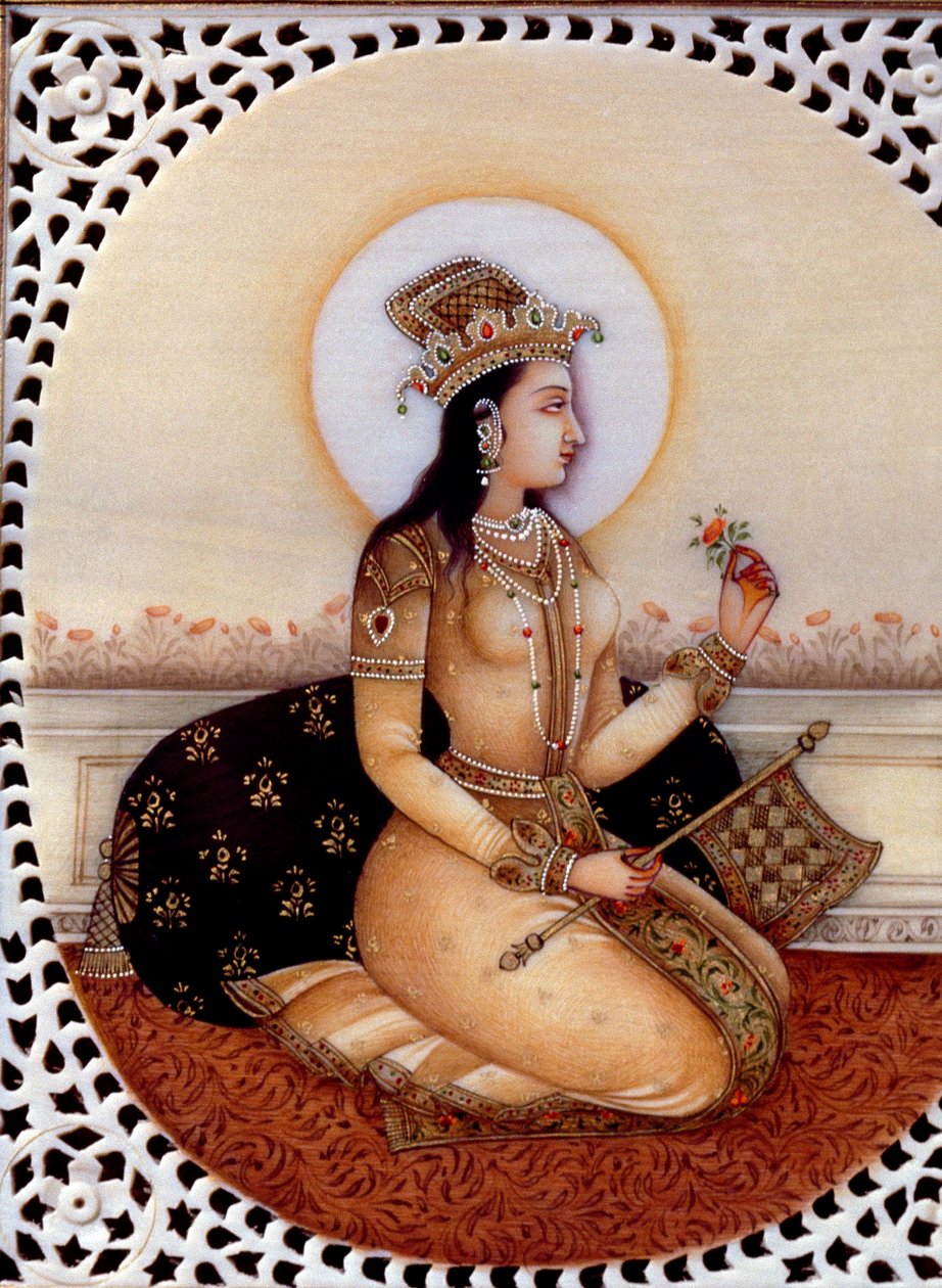 Pintura en miniatura sobre marfil de la princesa Mumtaz Mahal, esposa del emperador mogol Shah Jahan de School Indian