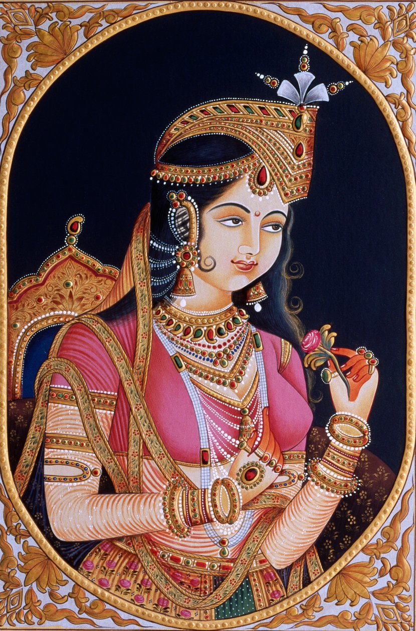 Pintura en miniatura sobre papel de la princesa Mumtaz Mahal, esposa del emperador mogol Shah Jahan de School Indian