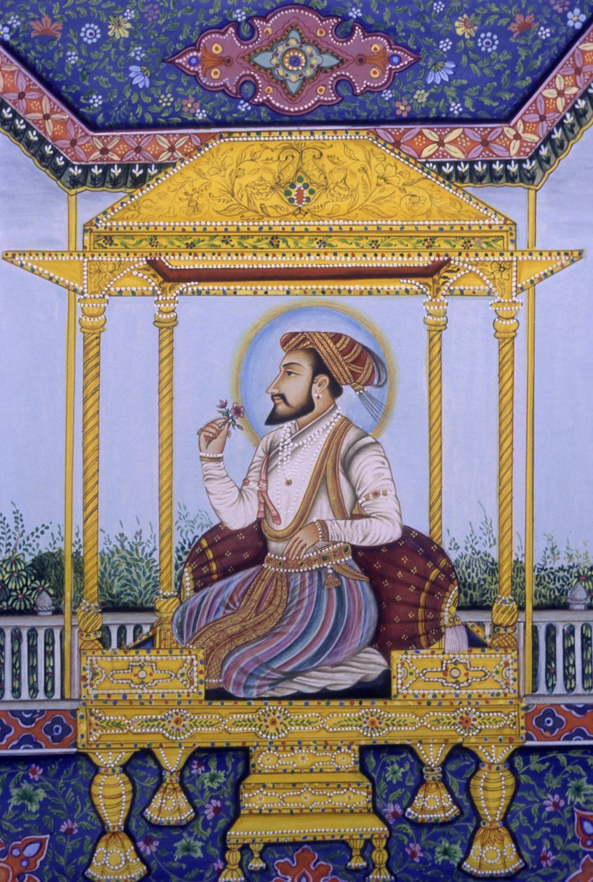 Pintura en miniatura del emperador mogol Shah Jahan de School Indian