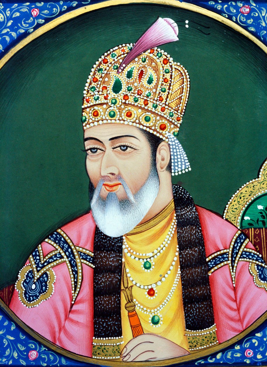 Pintura en miniatura sobre papel del emperador mogol Shah Jahan de School Indian