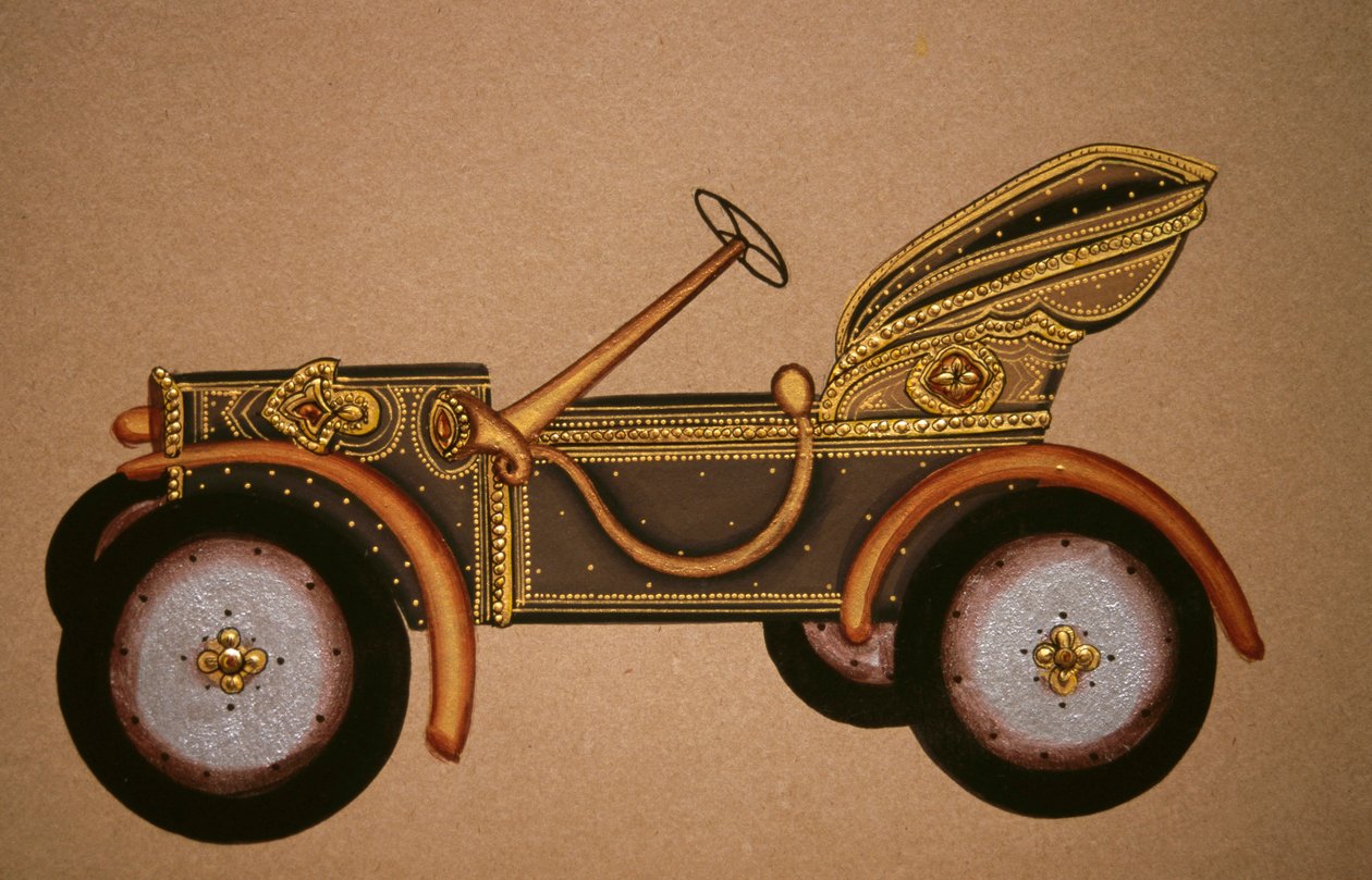 Pintura del antiguo patrón del coche real, India de School Indian