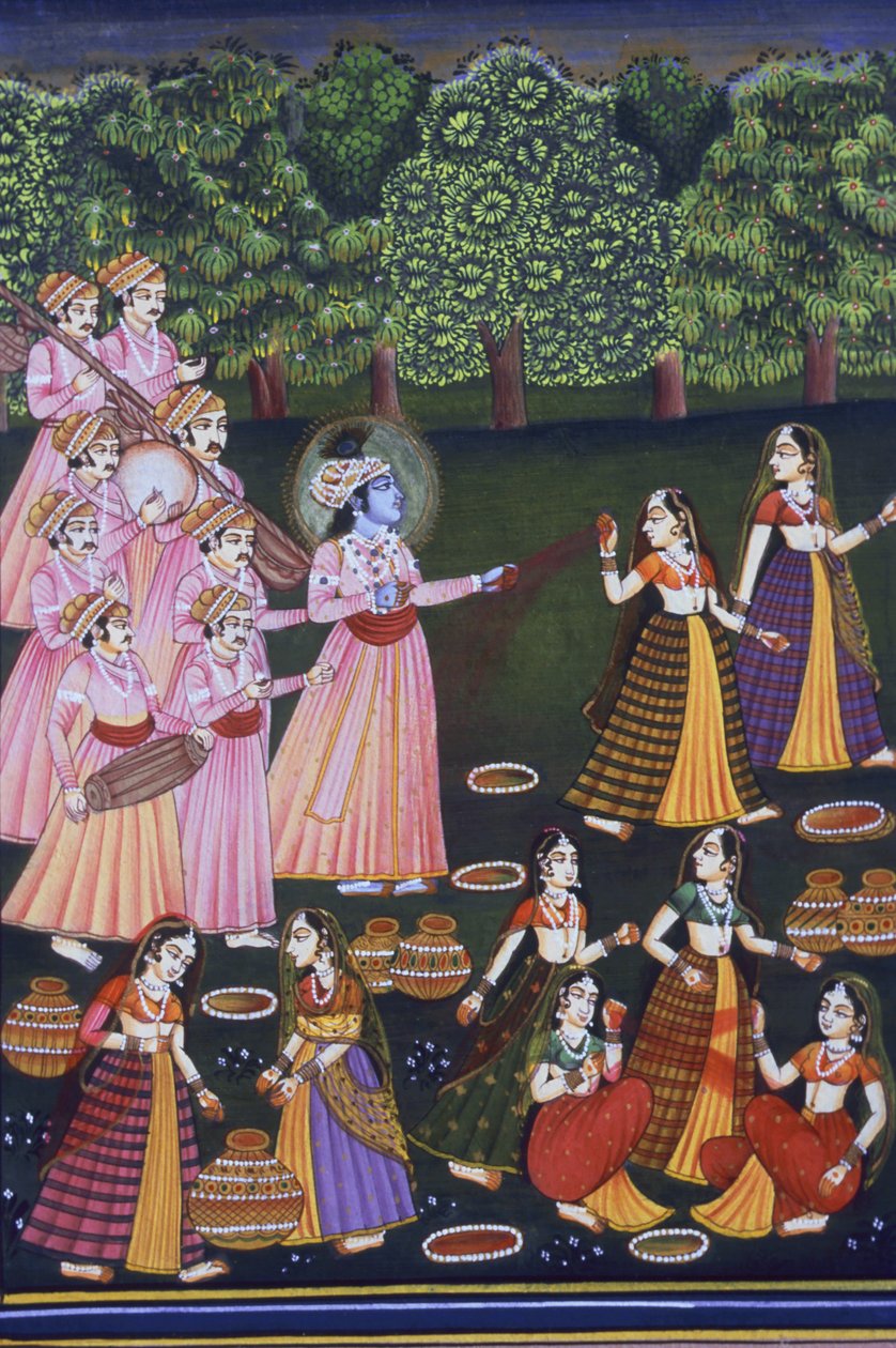 Imagen de Krishna jugando al Holi con Gopies (Nalkdwral Pichwai Chool), India de School Indian