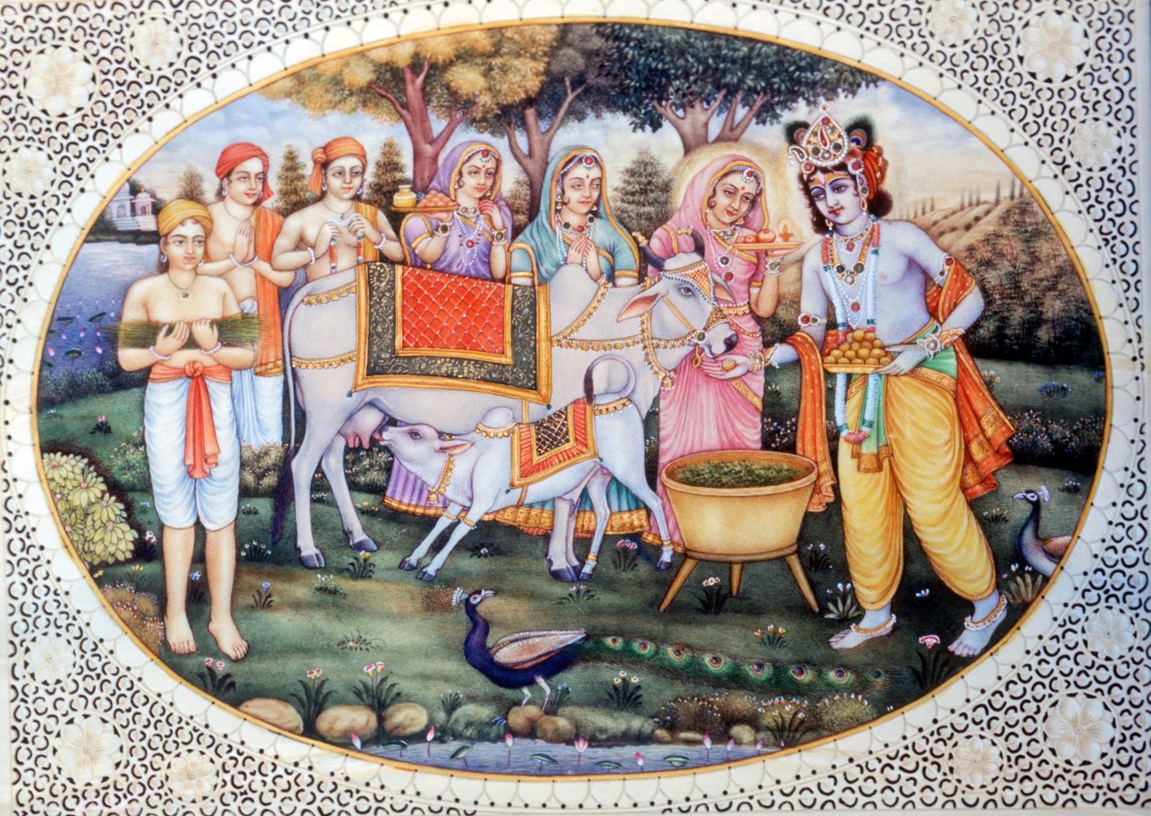 Pinturas en miniatura de Radha Krishna de School Indian