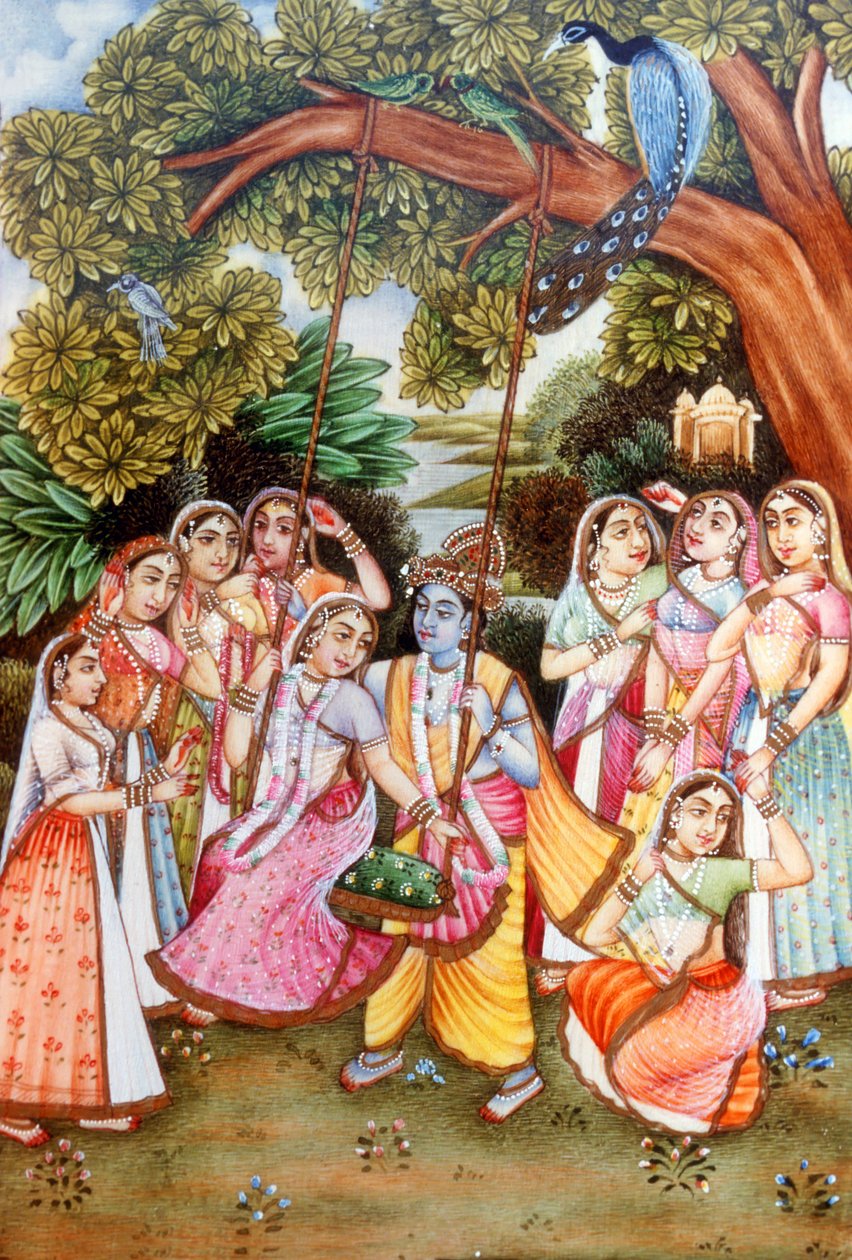 Pinturas en miniatura de Radha Krishna de School Indian