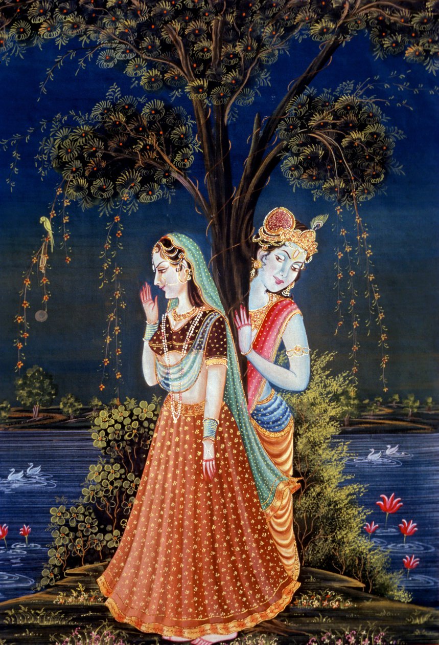 Pinturas en miniatura de Radha Krishna de School Indian