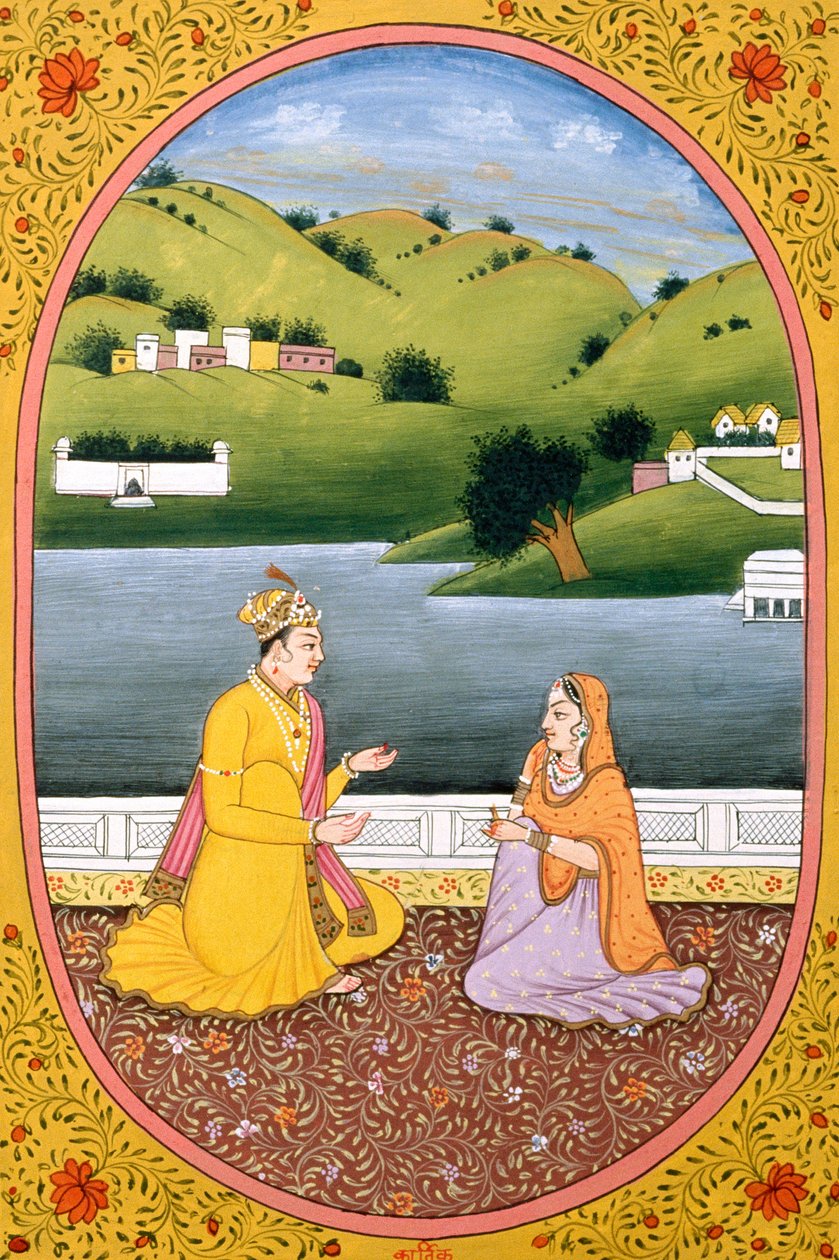 Calendario anual Cuadro y pintura para un mes hindú Kartik, India de School Indian
