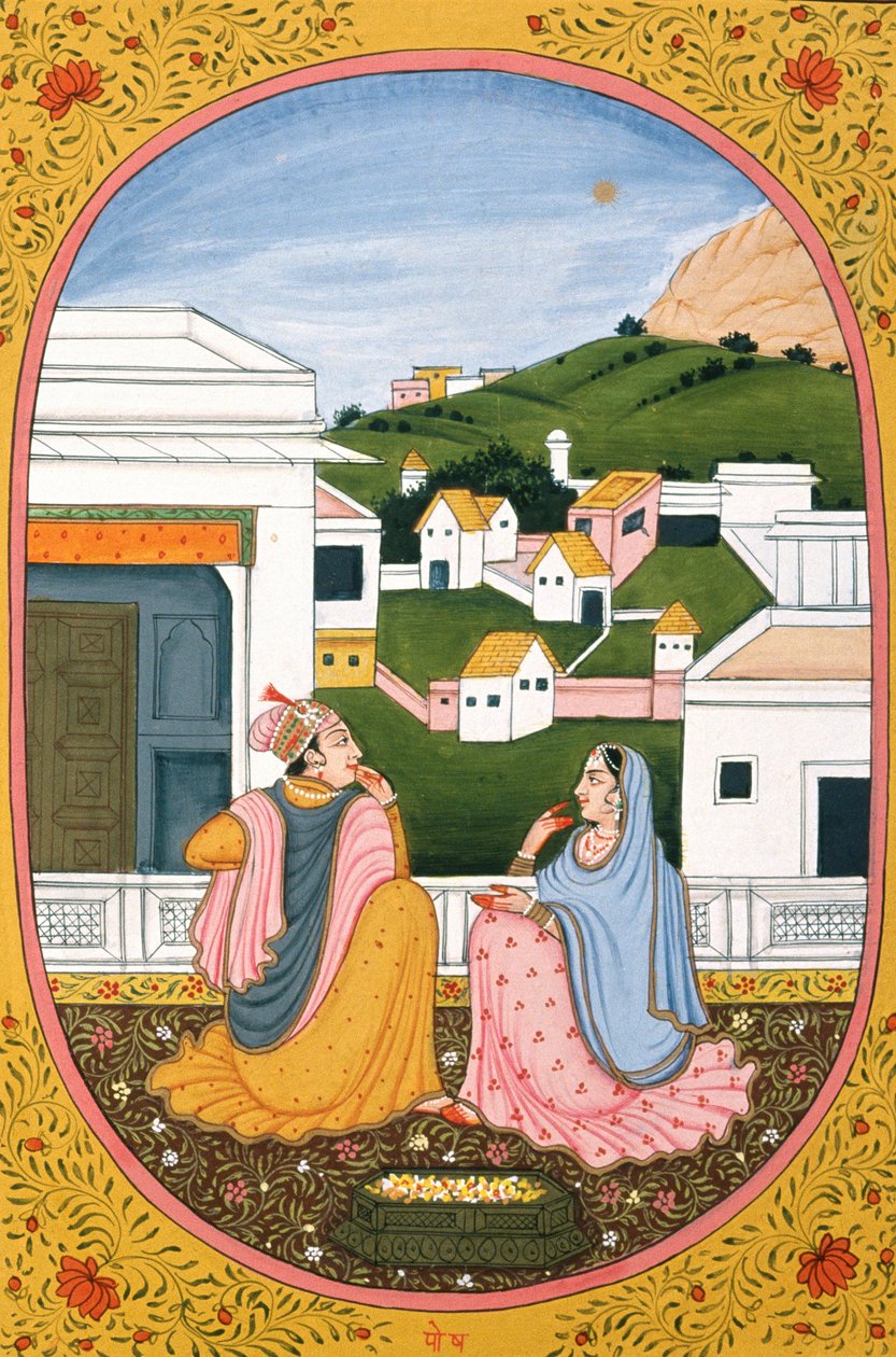 Calendario anual Cuadro y pintura para un mes hindú Paush, India de School Indian