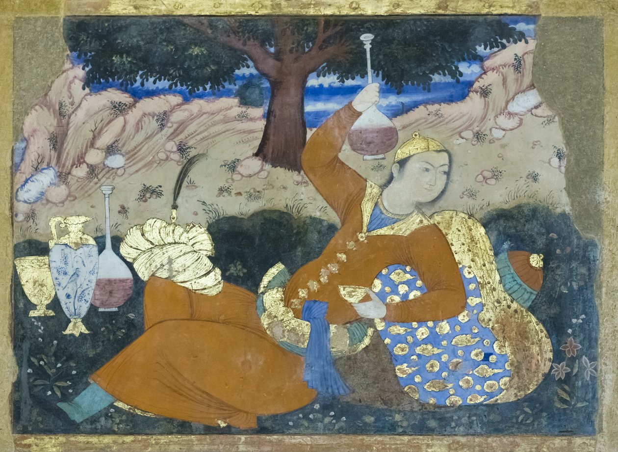 Fresco del palacio Chehel Sotoun, Isfahán, Irán de School Iranian
