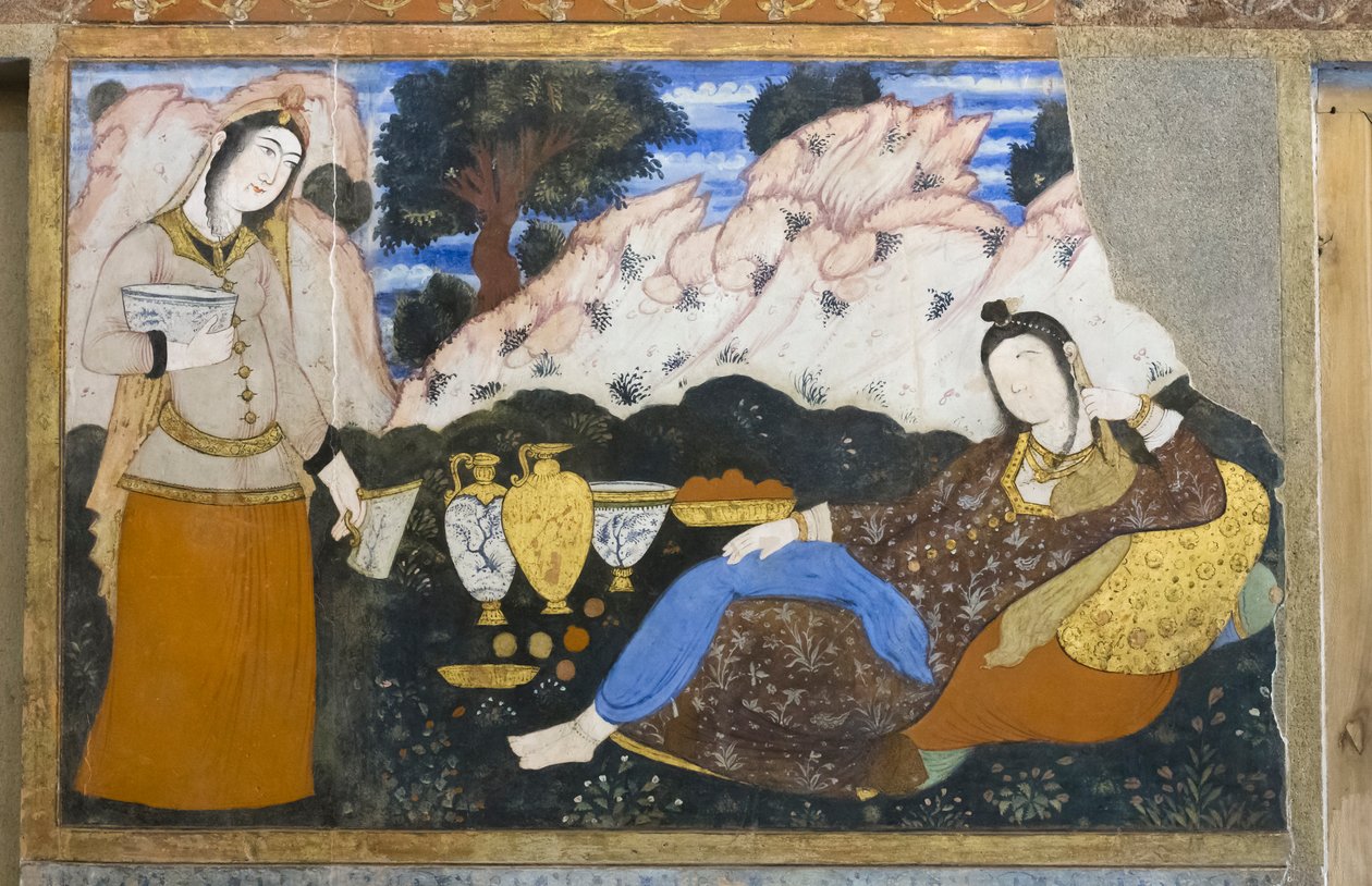Fresco del palacio Chehel Sotoun, Isfahán, Irán de School Iranian