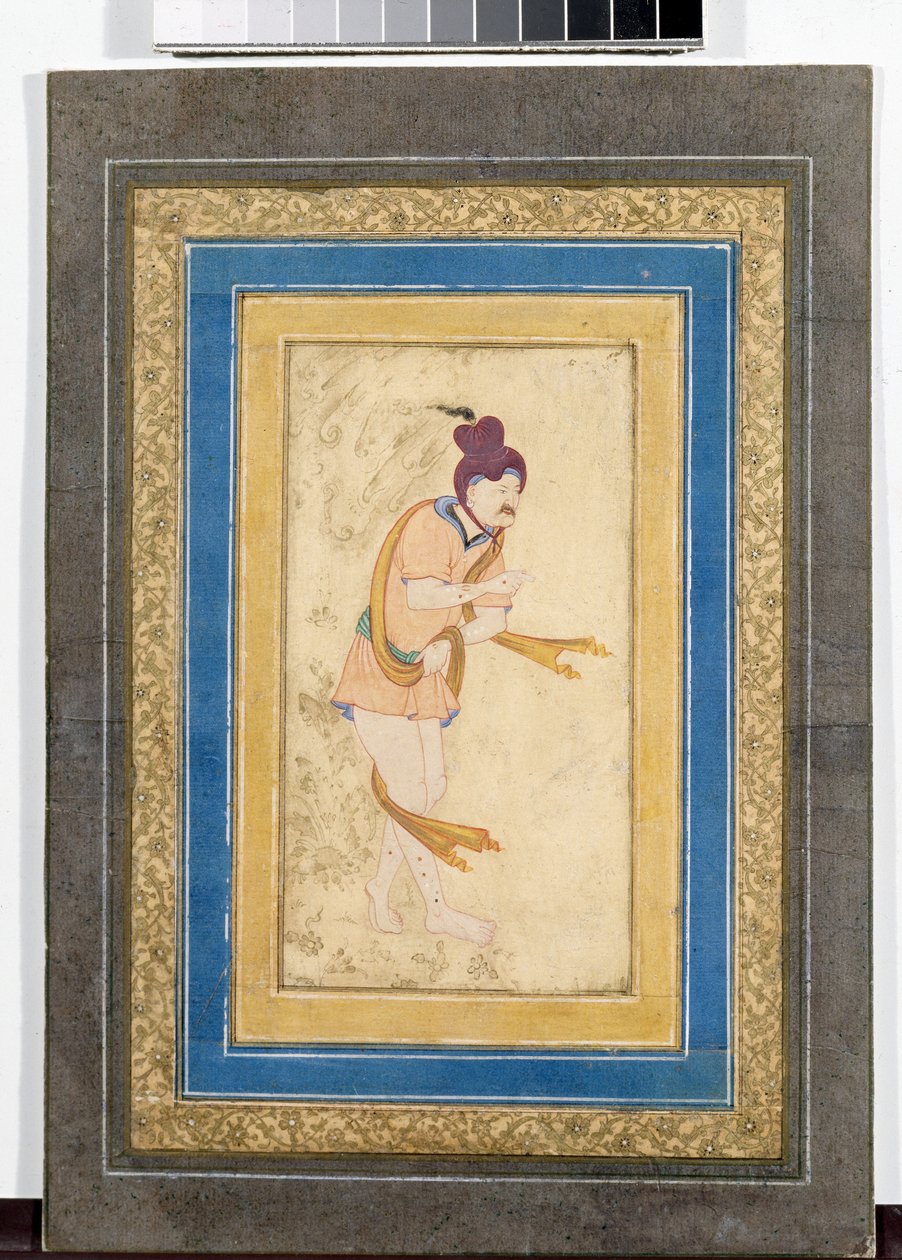 Retrato de un maestro iraní Derviche - Miniatura pintada, acuarela, gouache y oro sobre cartón (14,8x7,9 cm), principios del siglo XVII - State Hermitage, San Petersburgo (Rusia) de School Iranian