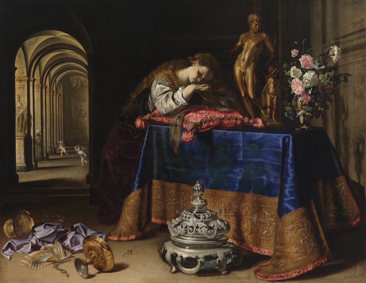 Alegoría del arrepentimiento (óleo sobre lienzo) de School Italian