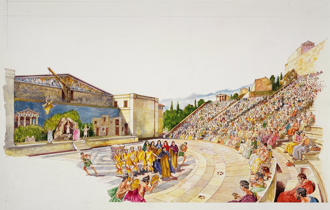 Atenas antigua - reconstrucción de un teatro de School Italian