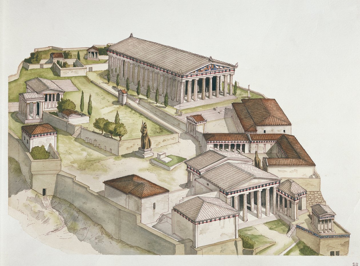 Atenas antigua - reconstrucción de la Acrópolis, siglo V a.C. de School Italian