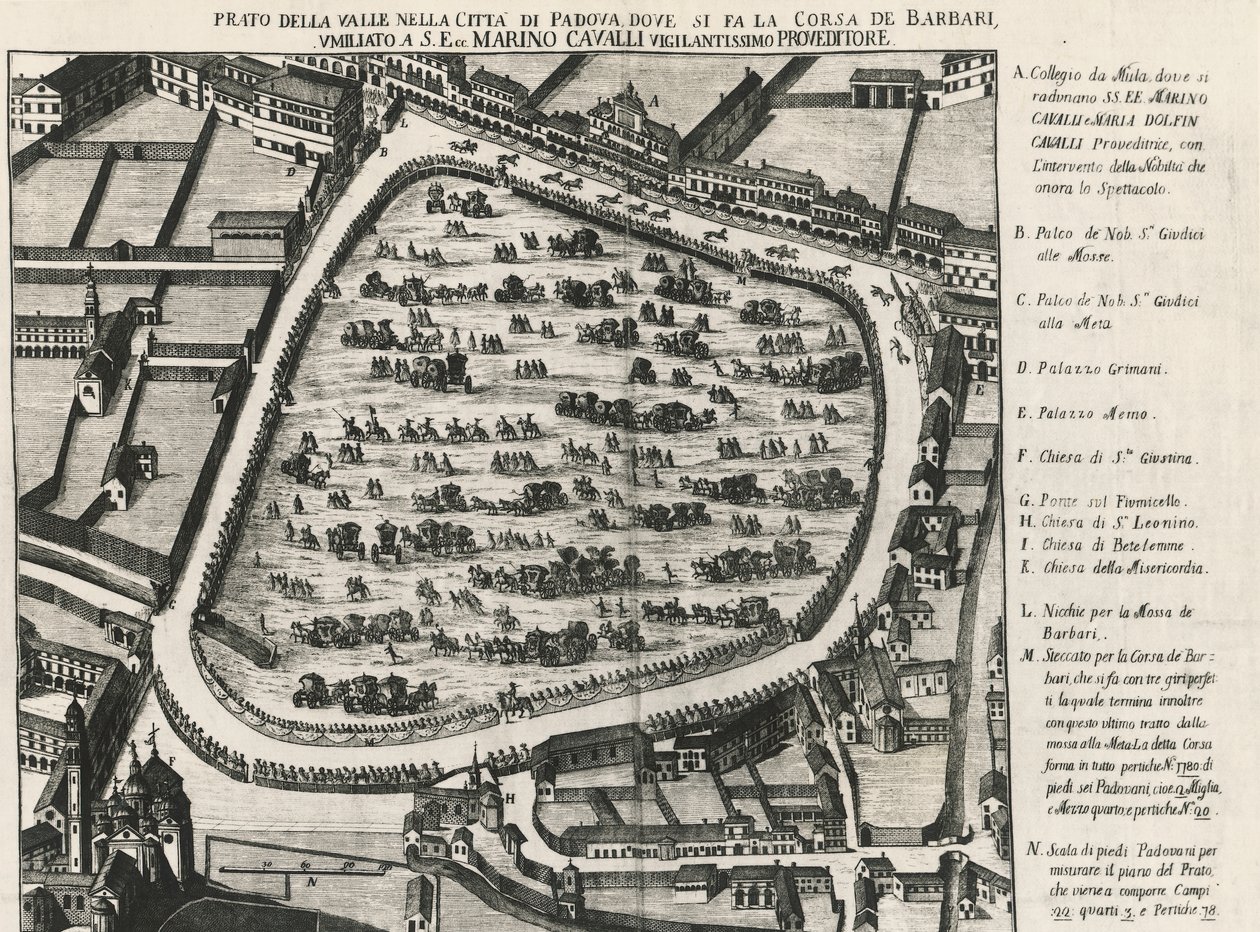 Antiguo diseño de Prato della Valle, la plaza más grande de Padua, Italia de School Italian