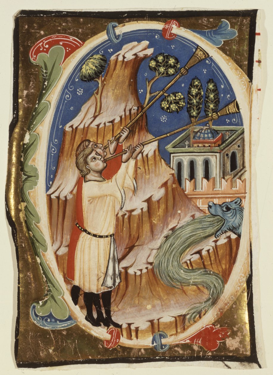 Escena apocalíptica, finales del siglo XIII-principios del XIV (temple y pan de oro sobre pergamino) de School Italian