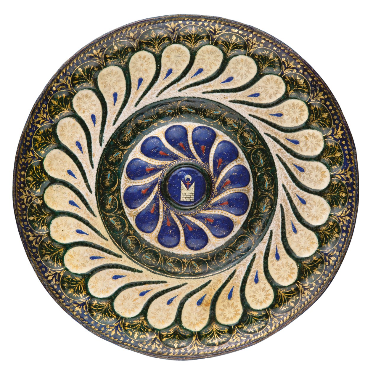 Plato circular policromado, veneciano, c.1500 de School Italian