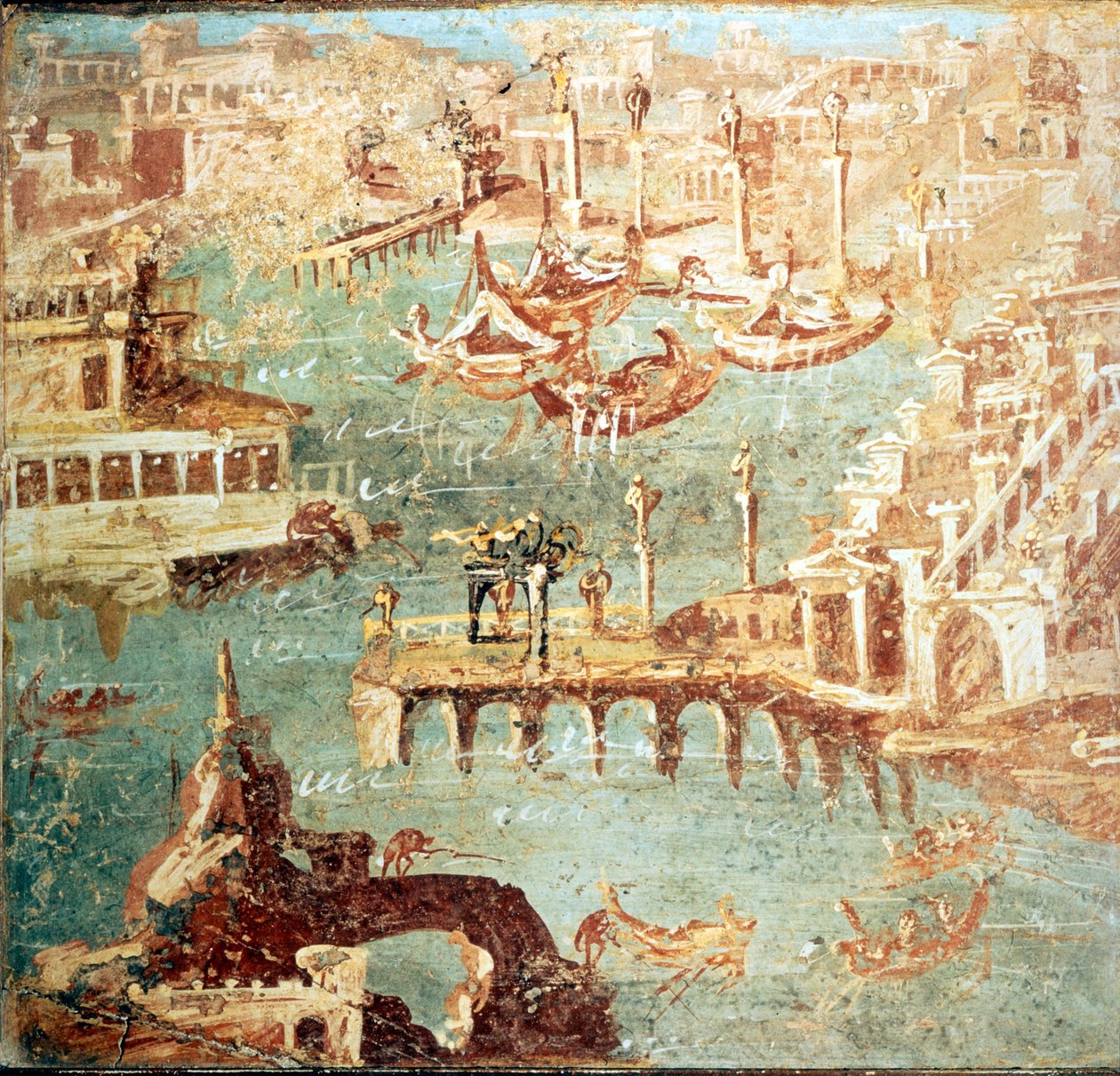 Puerto de Pozzuoli cerca de Nápoles. Museo Nacional de Nápoles de School Italian