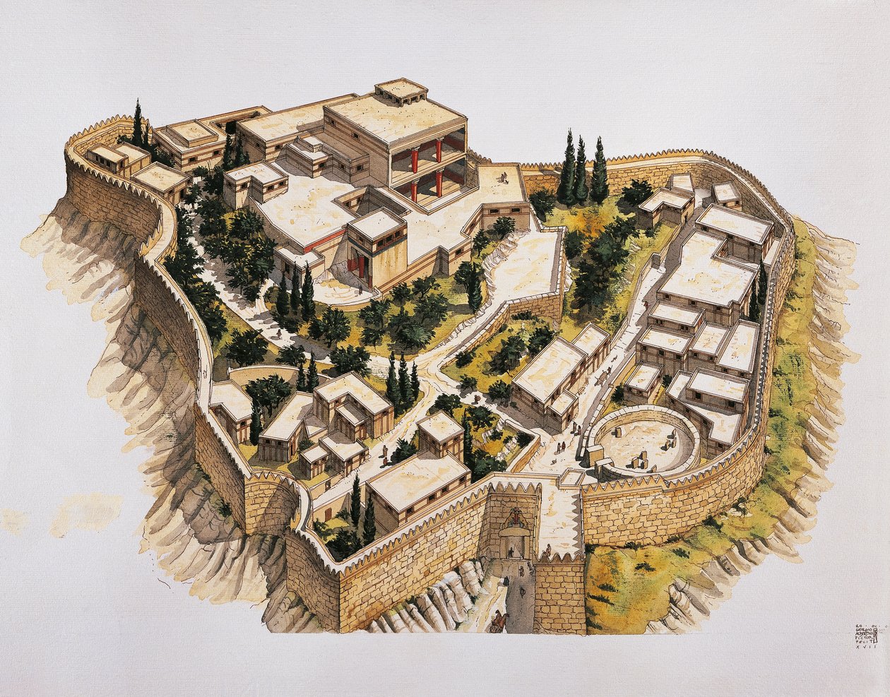 Reconstrucción de la antigua Micenas de School Italian
