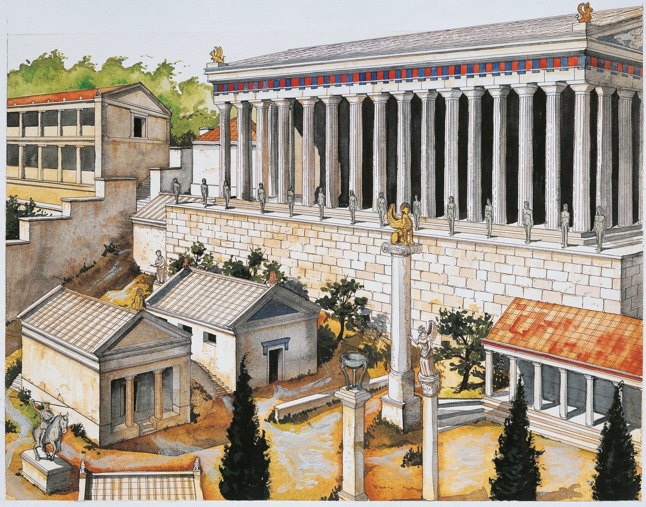 Reconstrucción del Santuario de Apolo, Delfos, siglo VIII al III a.C. de School Italian