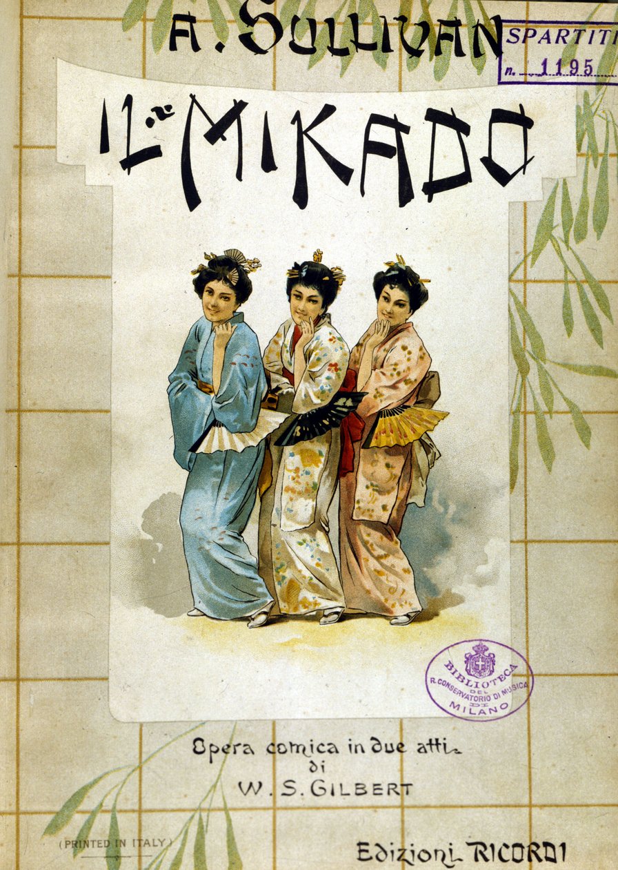 Partitura de "Mikado" de Gilbert y Sullivan. Bibl. del Conservatorio de Música, Milán de School Italian