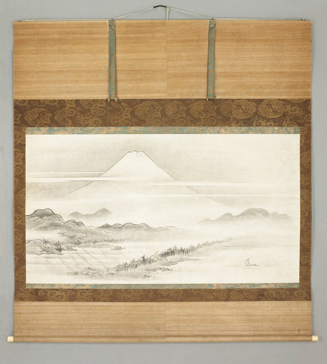 Kakemono, paisaje del Monte Fuji de Japanese School