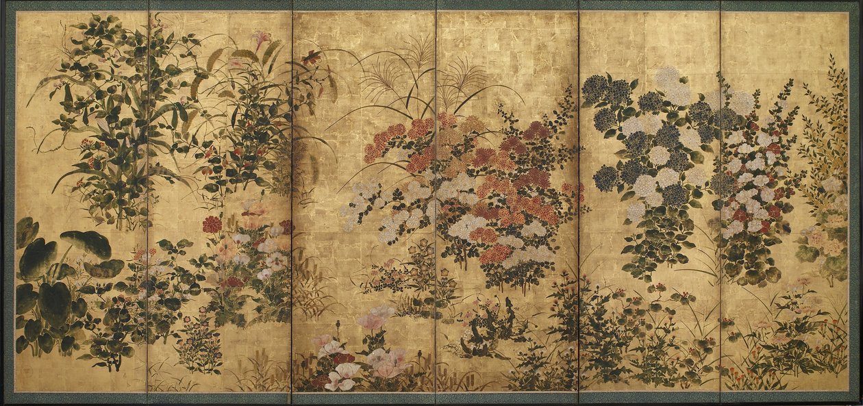 Flores de verano y otoño, Periodo Edo de Japanese School