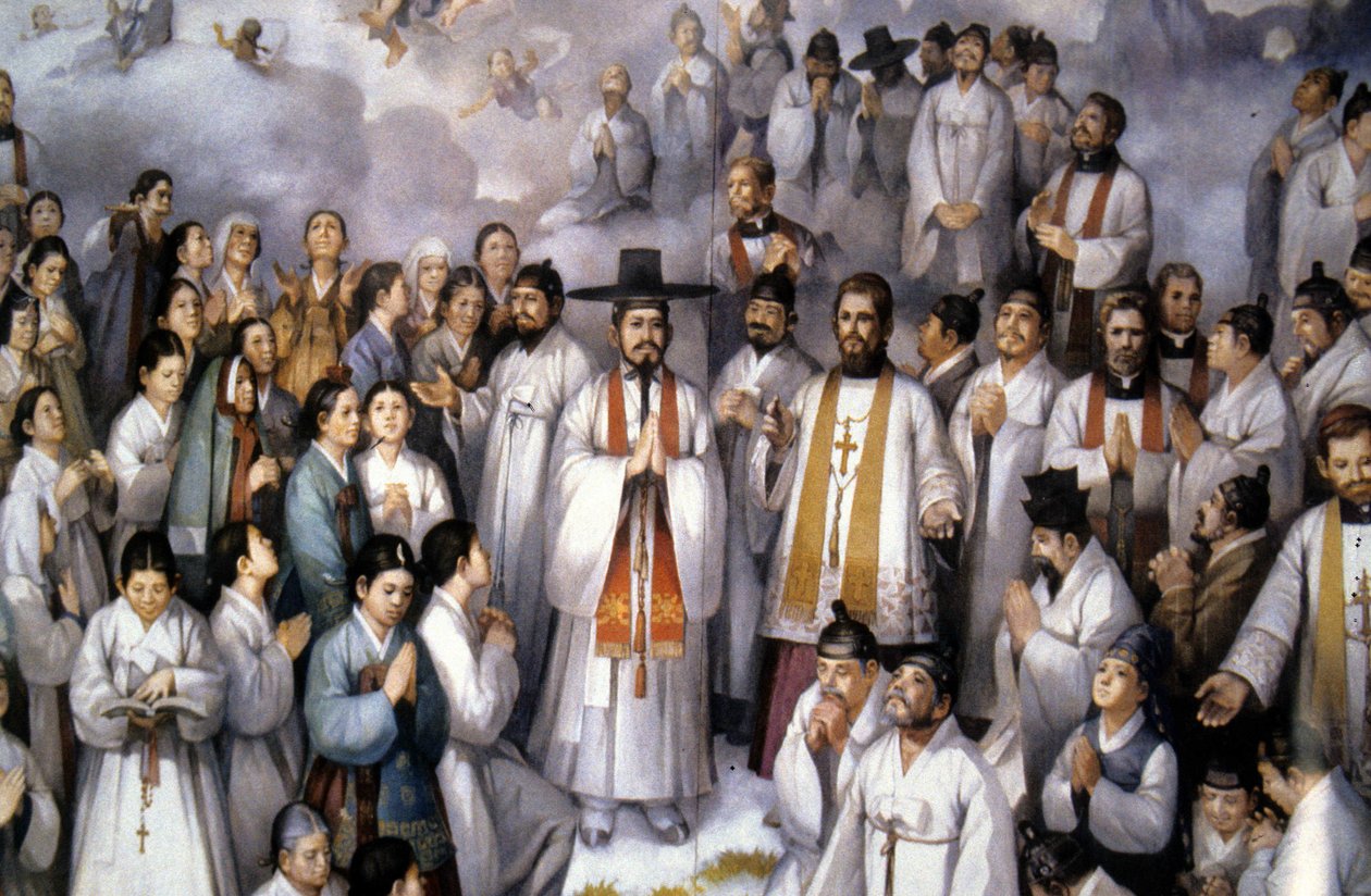 Representación de 93 coreanos y 10 misioneros franceses martirizados en Corea en el siglo XIX de School Korean