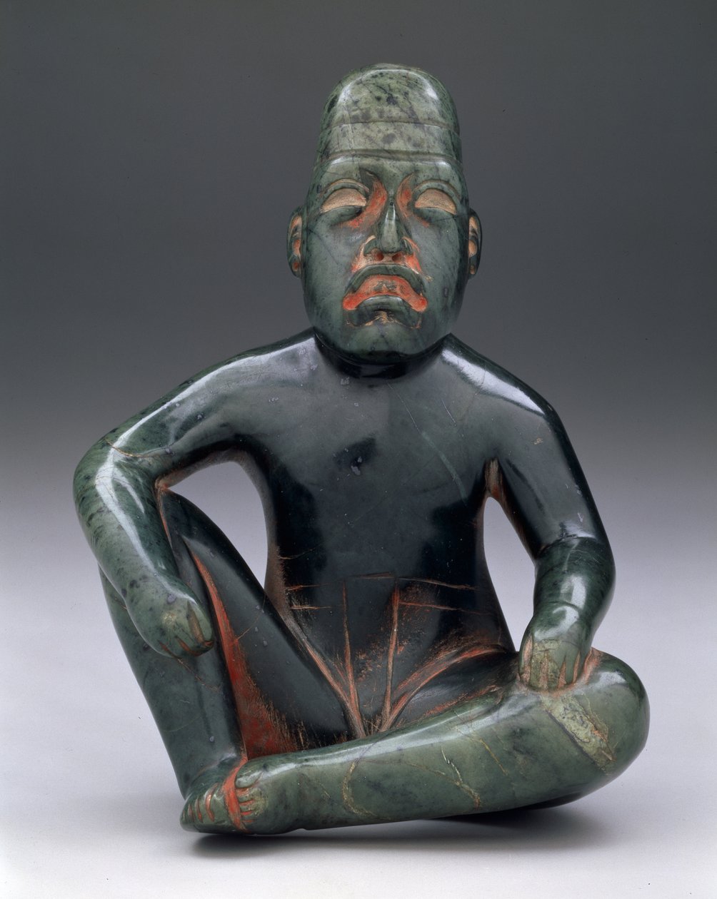 Figura sentada con rodilla levantada, Olmeca de las tierras altas, San Martín Texmelucan de School Mexican