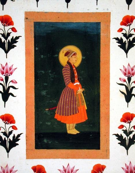 Retrato de pie de un gobernante, del Pequeño Álbum Clive de School Mughal